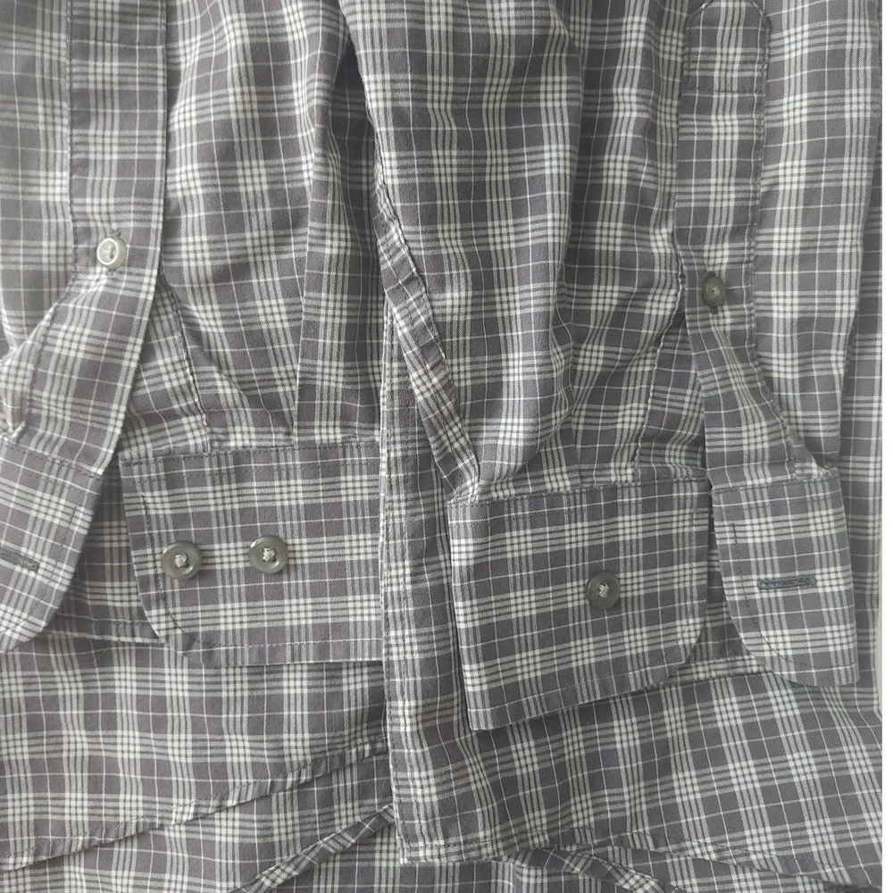 Dockers Men Button Down Plaid Long Sleeve Stain Defender Large Neck 16 16.5